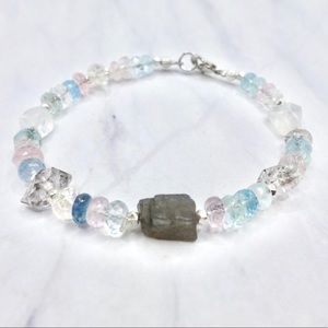 Morganite Herkimer Diamond & Moonstone Bracelet